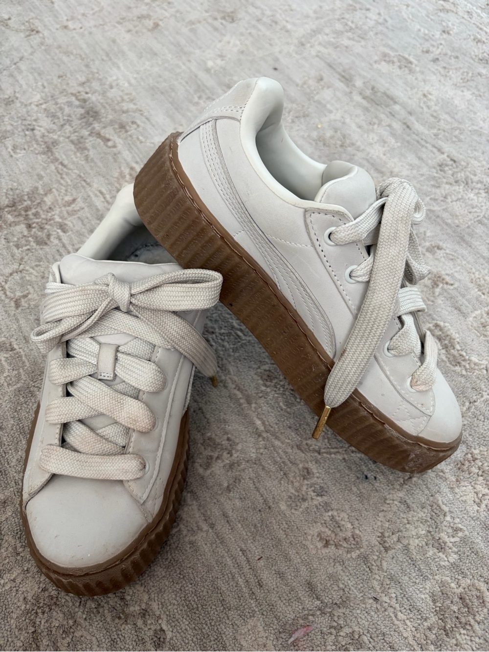 Puma Fenty Creeper Style Women’s Sz 5.5 Chunky Ivory Sneaker Shoe Wide Laces Y2K